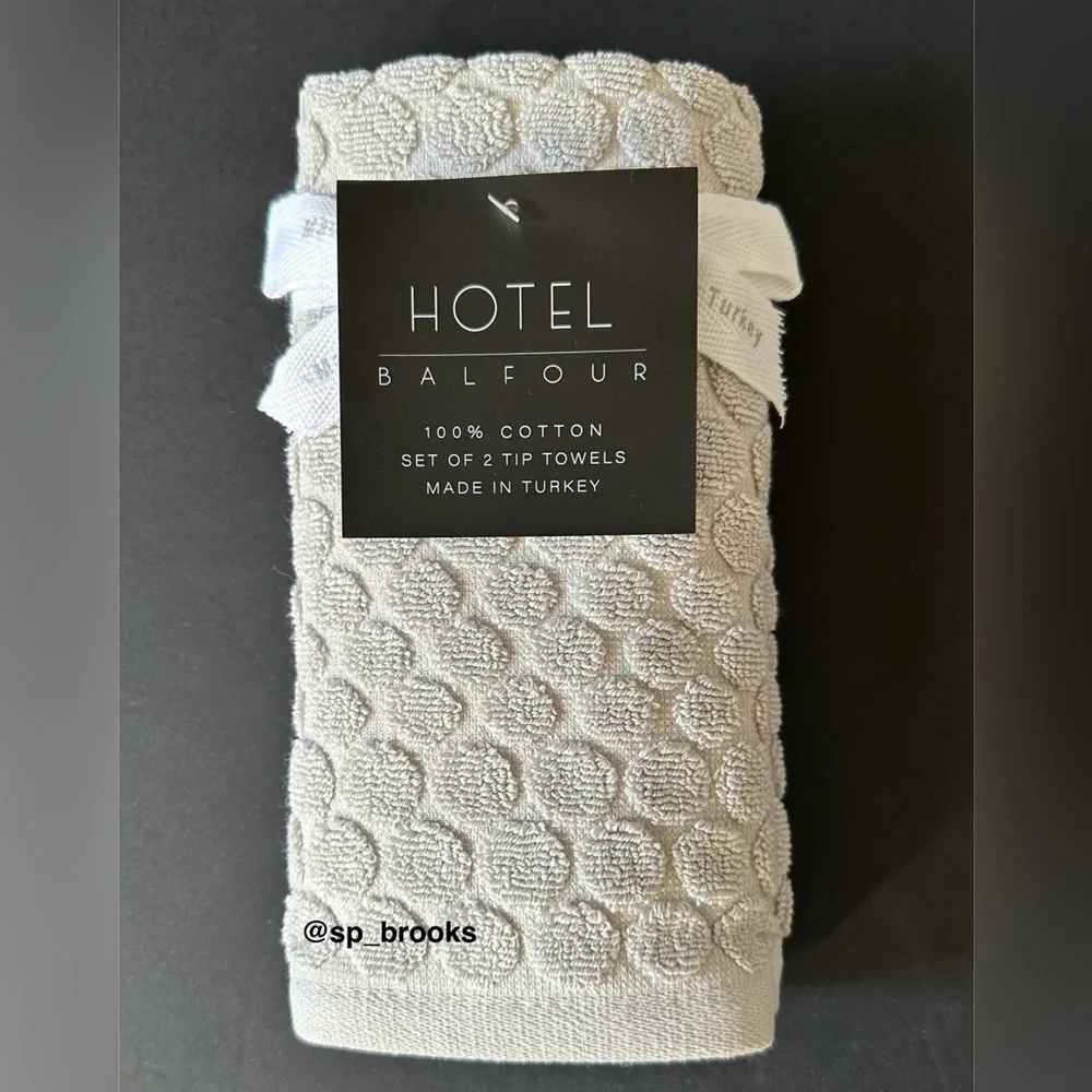 🎁6PC Hotel Balfour Bath Towel Set - Cotton Penny Tile Pattern Foggy - Light Gray